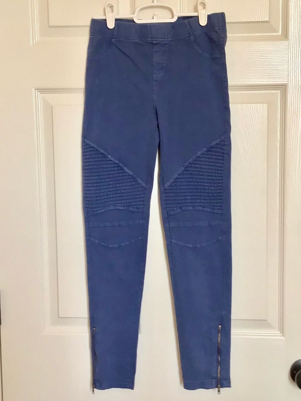 Beulah Blue Moto Panel Skinny Leggings with Ankle Zippers